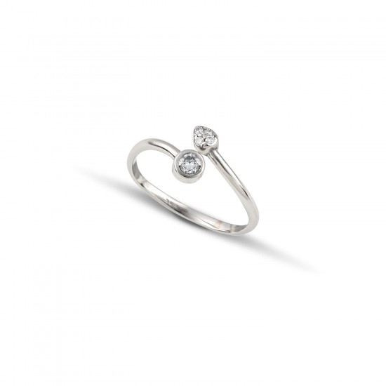 Λευκόχρυσο δαχτυλίδι 14 καρατίων με Lab-Grown Diamonds