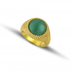 Sterling Silver 925 Ring with green agate stone