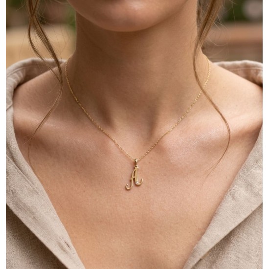 Χρυσό κολιέ με γράμμα 9 καρατίων