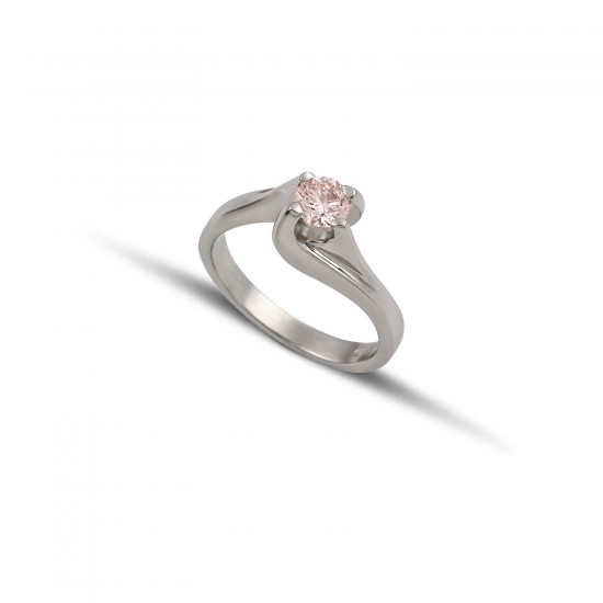 Ασημένιο δαχτυλίδι με ροζ εργαστηριακό διαμάντι